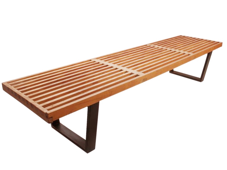 George Nelson style, Bank Nelson Bench Walnoot 183cm