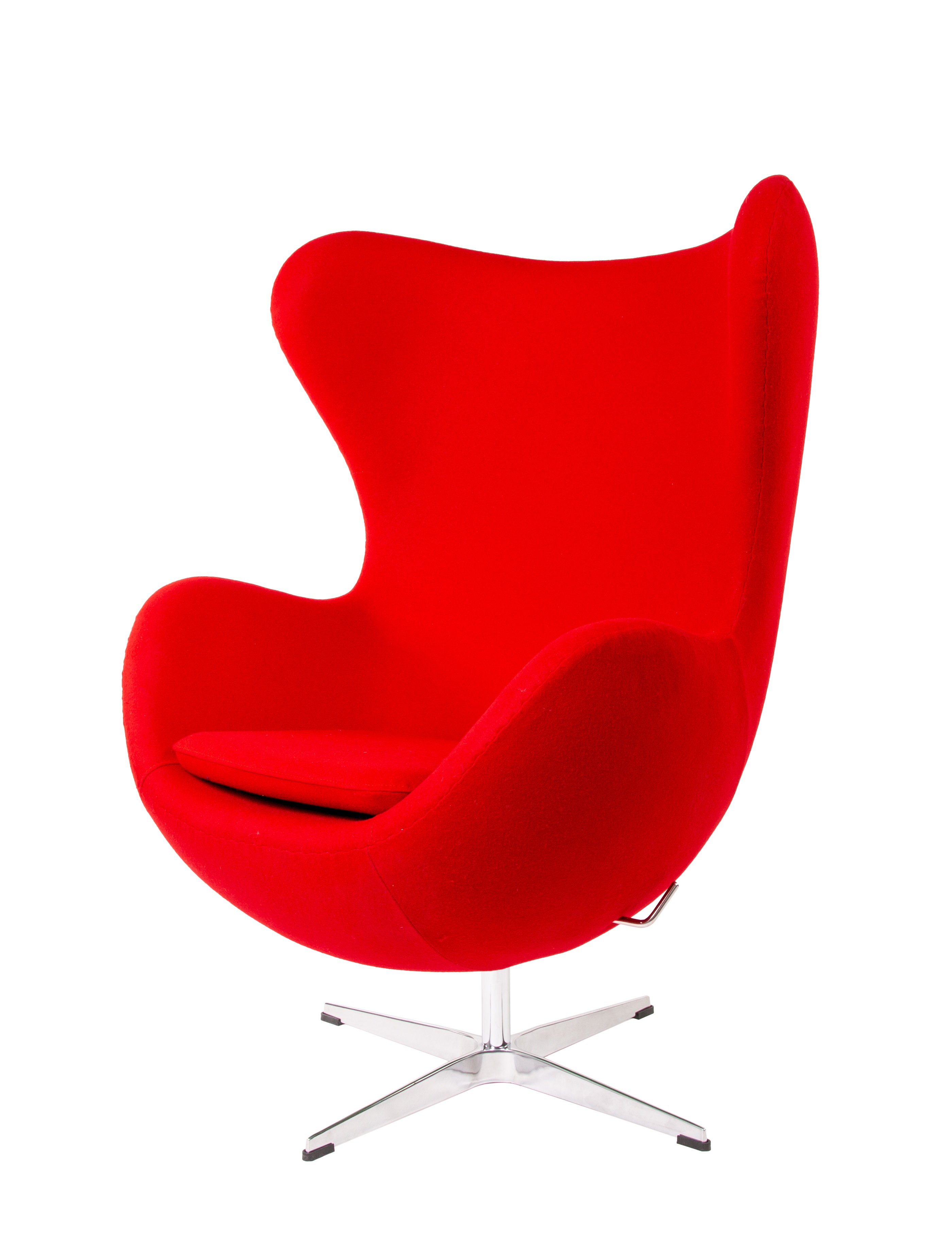 Arne Jacobsen style, Lounge stoel Egg stoel Kasjmier rood