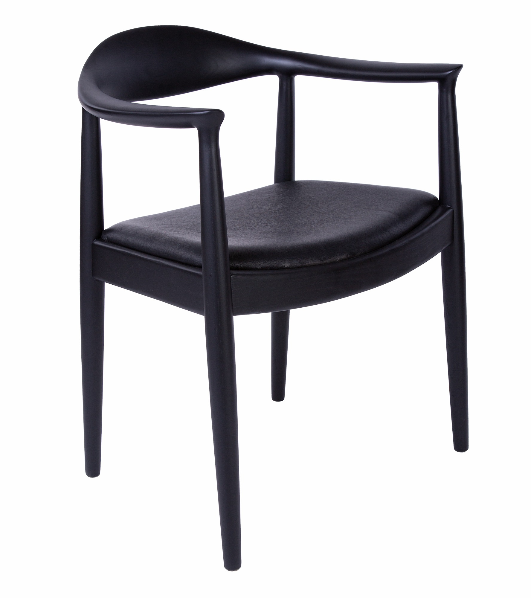 Wegner style, Eetkamerstoel kennedy chair Leder zwart