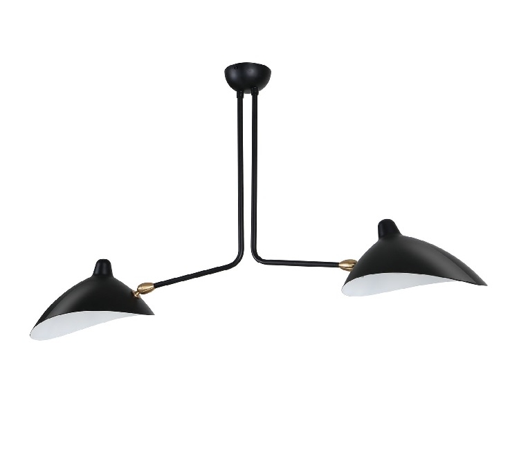 Serge Mouille style, Hanglamp Contemporary 2-arm zwart