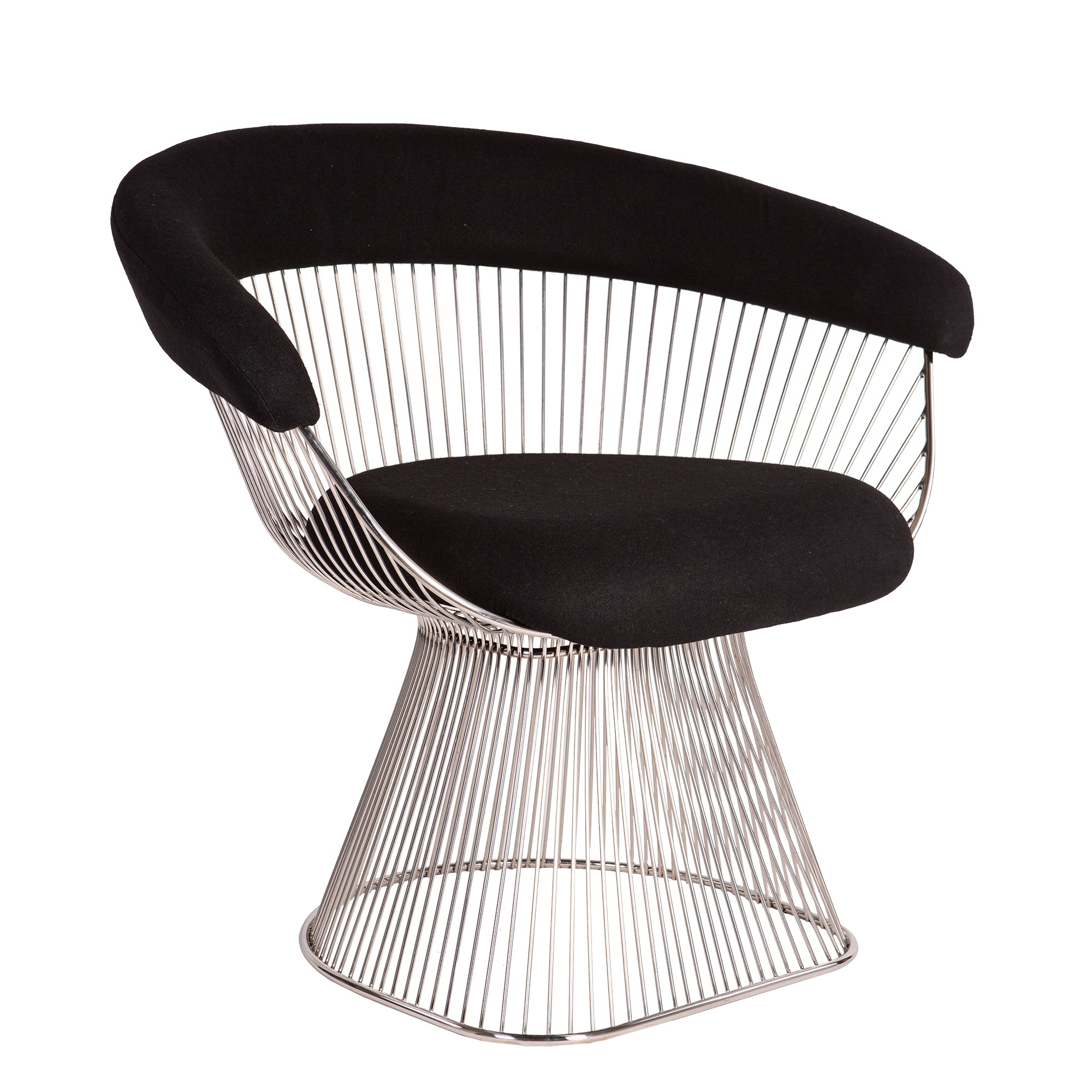 Warren Platner style, Eetkamerstoel Wire stoel chroom Chasmere zwart