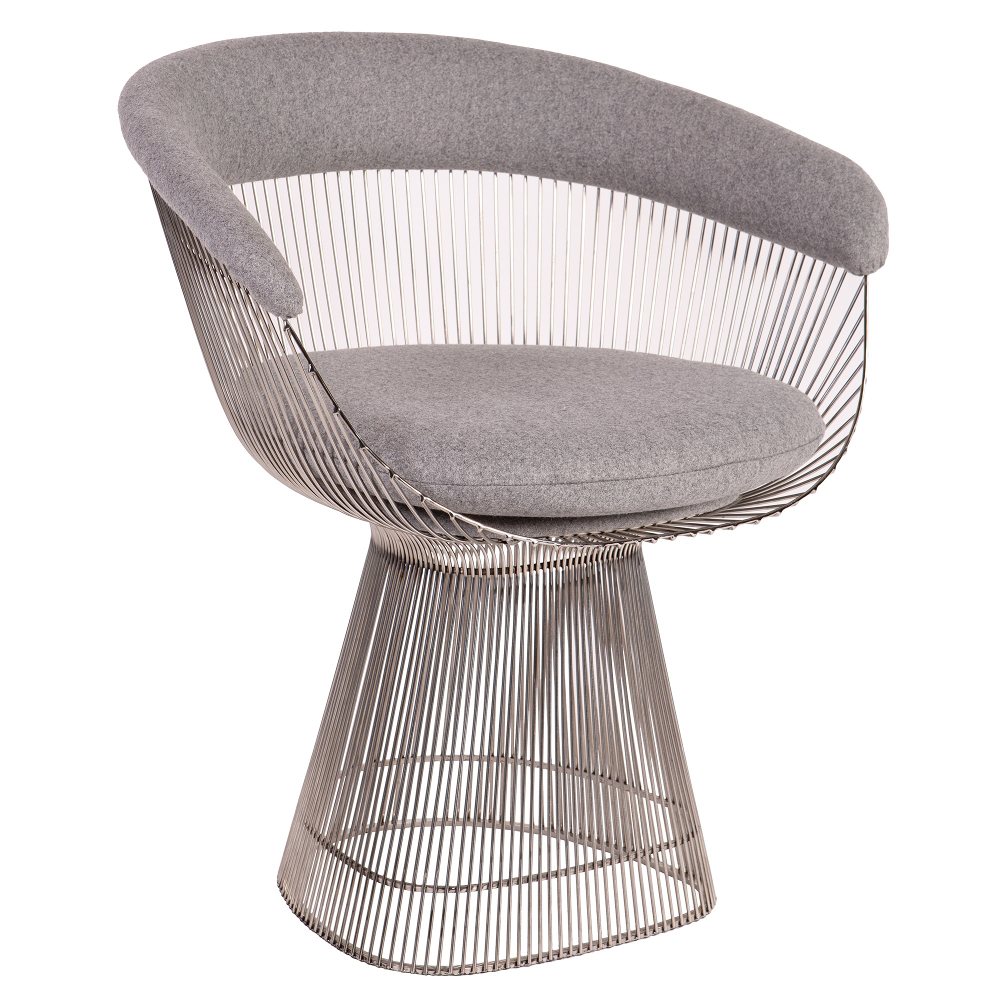 Warren Platner style, Eetkamerstoel Wire stoel chroom Kasjmier lichtgrijs