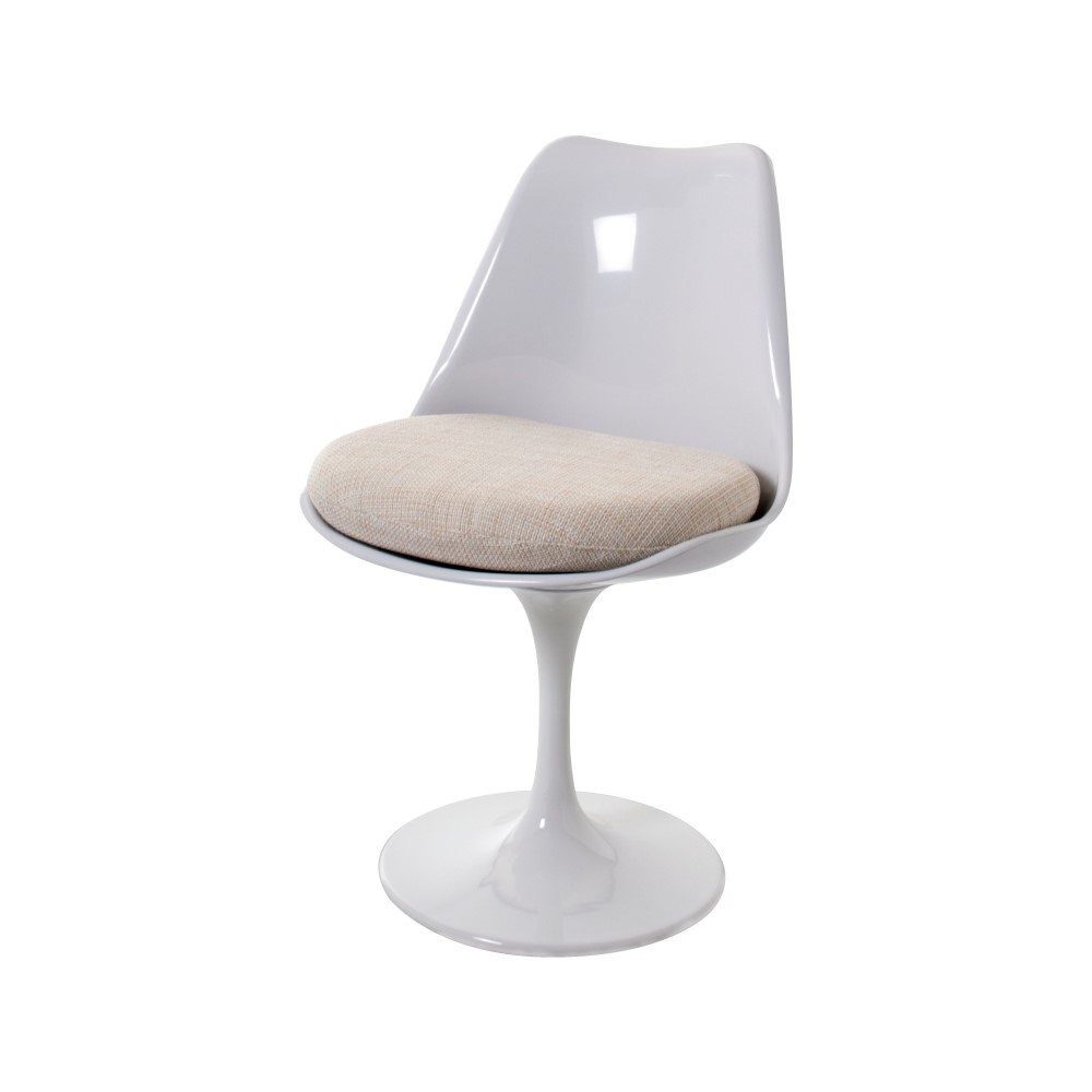 Eero Saarinen style, Eetkamerstoel Tulip stoel Zonder armleuning wit beige