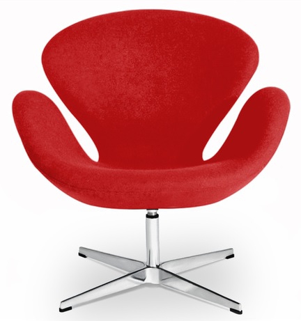Arne Jacobsen style, Lounge stoel Swan Kasjmier rood